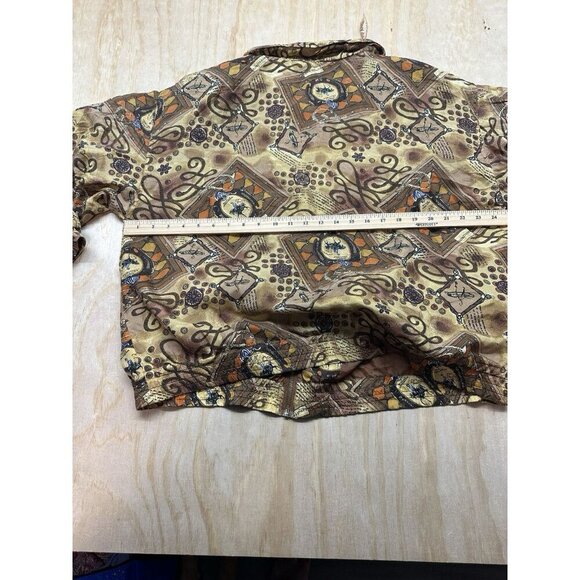 VTG 100% Silk Bomber Jacket Women’s XL Browns Horses Lined Equestrian Zip Front - Picture 7 of 9